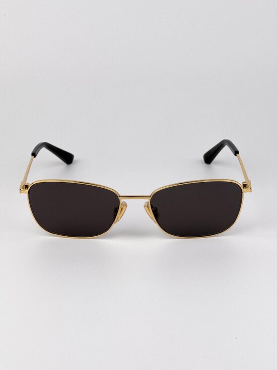 Bottega Veneta Women’s Sunglasses Gold Grey Rectangle BV1300S 001 New Authentic